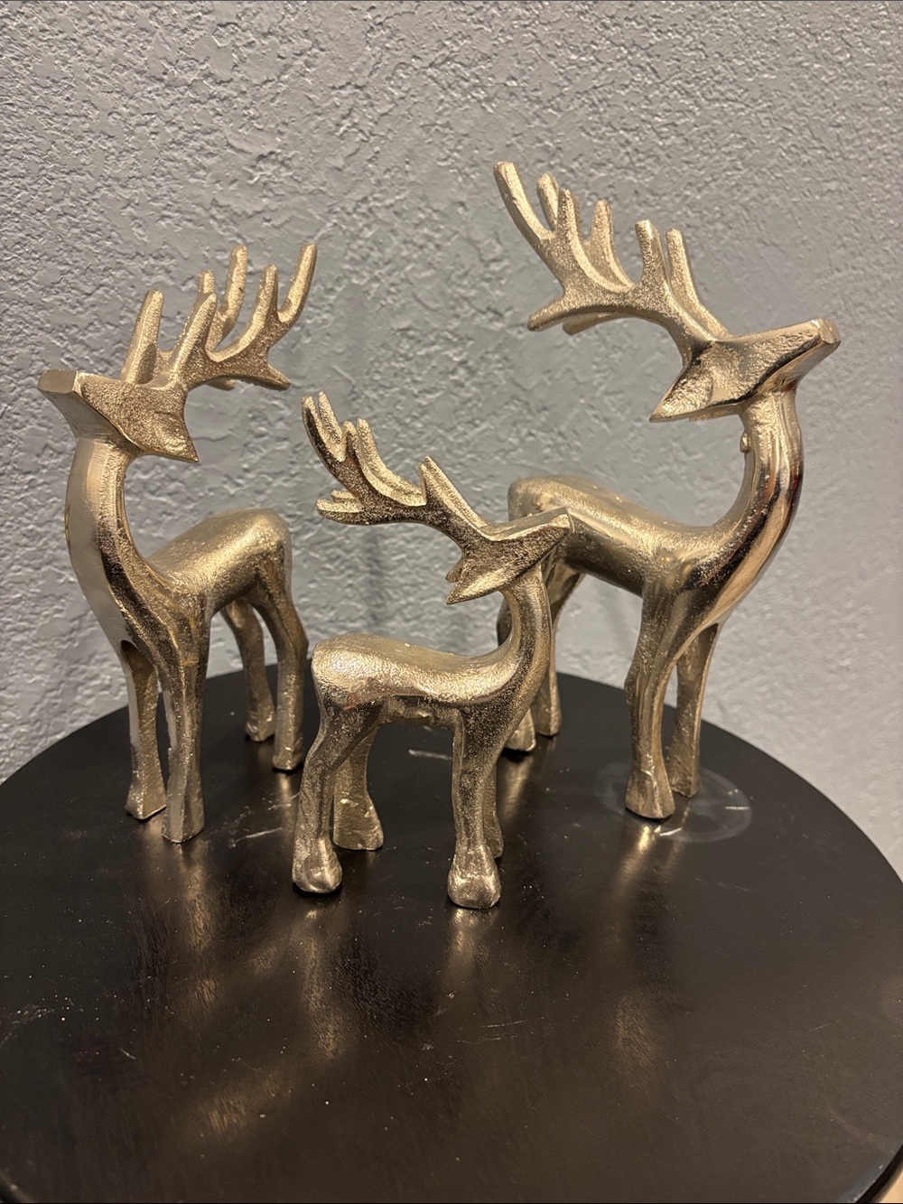 Set of 3 Silvertone Reindeer Holiday Figurine Set - Decorative Home Accent